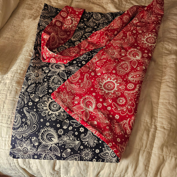 Red & Indigo Tote Bag Bandana Beach